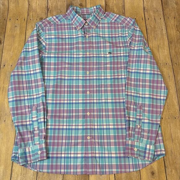 Vineyard Vines On The Go Performance Nylon Shirt Large Plaid - Picture 6 of 8